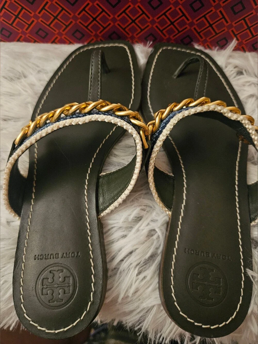 Tory Burch Mini Benton Chain Band Sandals | Size 5.5 | NWT